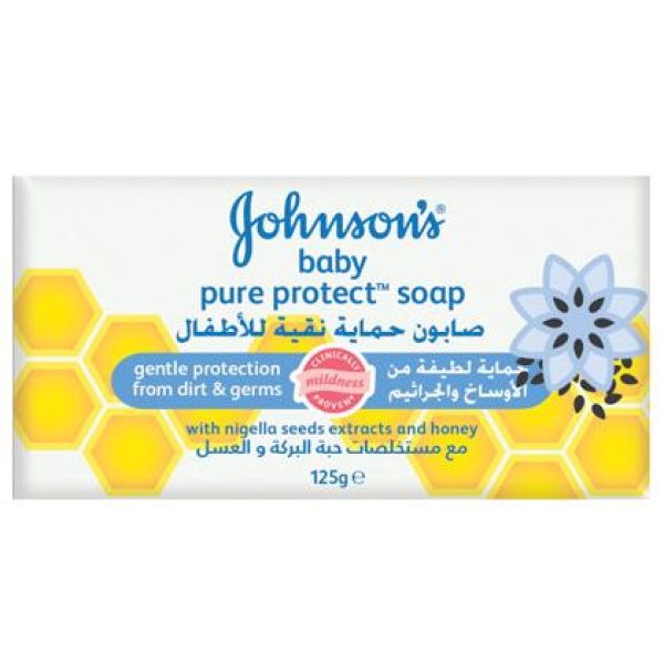 J&J BABY SOAP 125GM PURE PROTECT - صيدلية سيف اون لاين